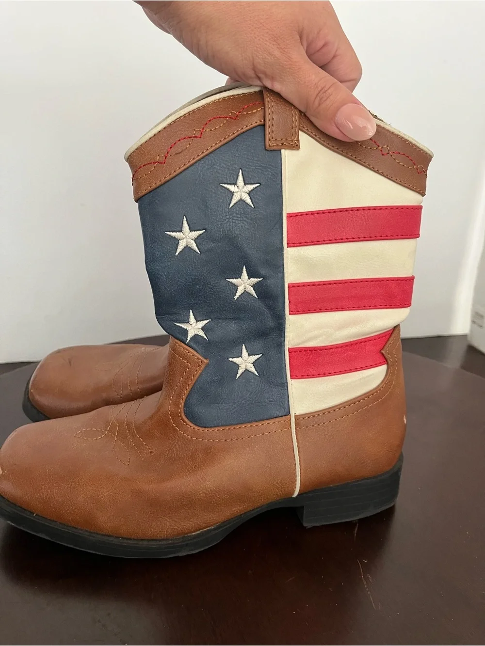 Boys sz 4 Patriotic Flag Cowboy Boots - Red, White & Blue